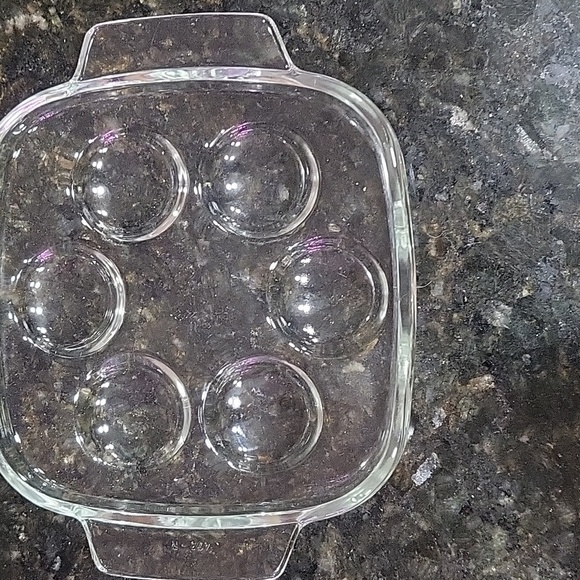 Set Of 2 Vintage French Pyrex Escargot Glass Plates Dishes Sedlex France - Picture 2 of 5